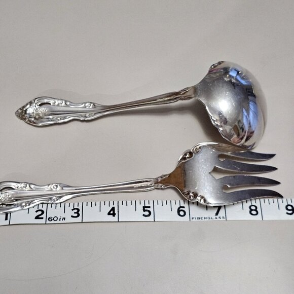 2pc Oneida Silver Artistry Solid Gravy Ladle & Meat Fork Serving Set 1965 - Picture 8 of 8